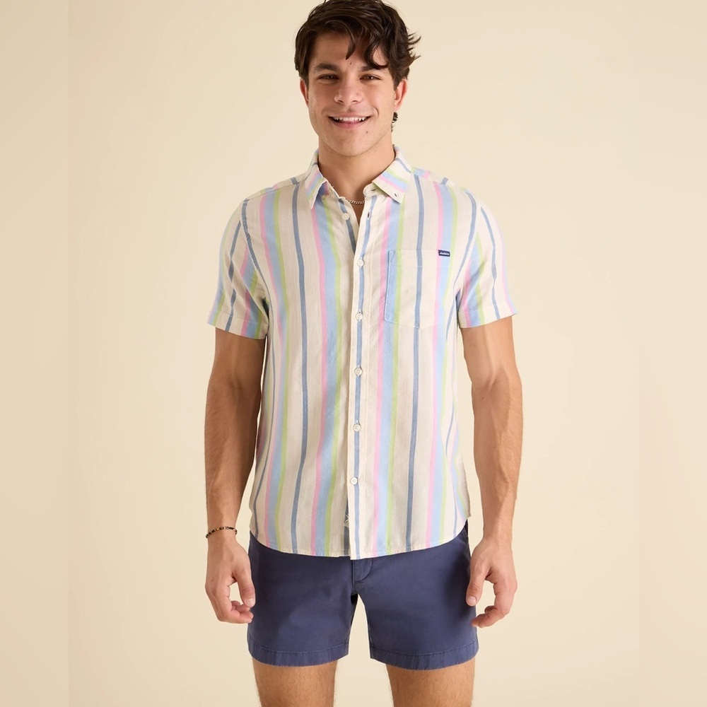 NWT Chubbies Resort Weave Friday Shirt Pastel Stripe Size Large